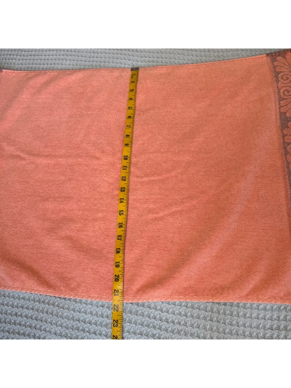 Vintage Cannon Monticello Santa Cruz Bath Towel Peach Orange Sculpted Fringe MCM
